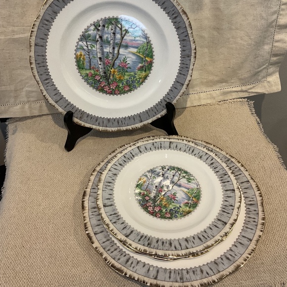 Set of Silver Birch by Royal Albert Fine Bone China Dishware Gold Rimmed EUC - Picture 9 of 9